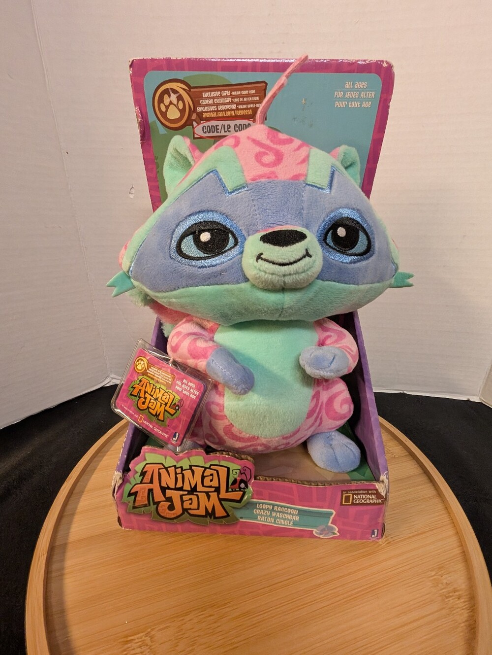 NWT 2016 Makeship WildWorks Animal Jam Loopy Racoon Plush Figure w/ Sealed Code